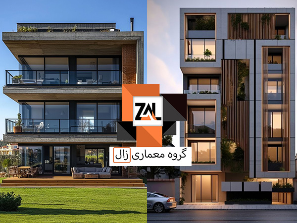 طراح نمای ساختمان مدرن سه طبقه - زالارک