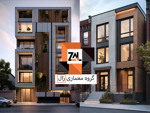 طراح نمای مدرن ساختمان سه طبقه - زالارک