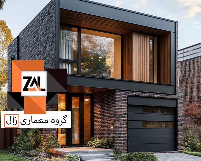 طراحی نمای ترکیبی آجر و سنگ ویلایی -زالارک