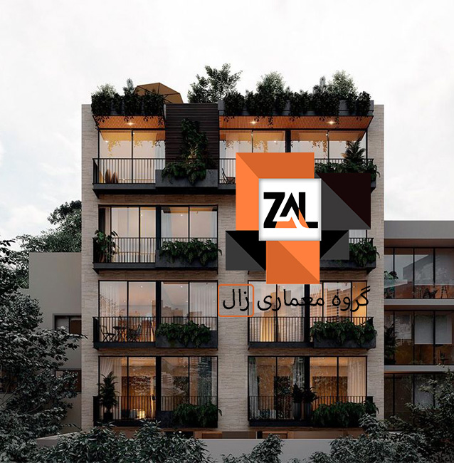 طرح نمای ساختمان مدرن سه طبقه - زالارک