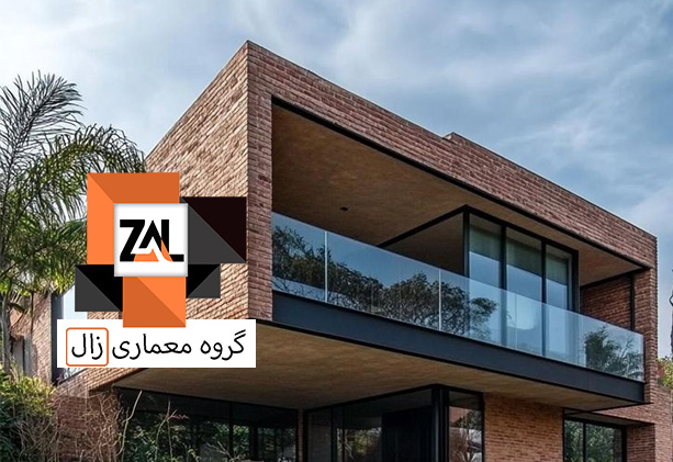 نمای ویلا ترکیب سنگ و آجر - زالارک