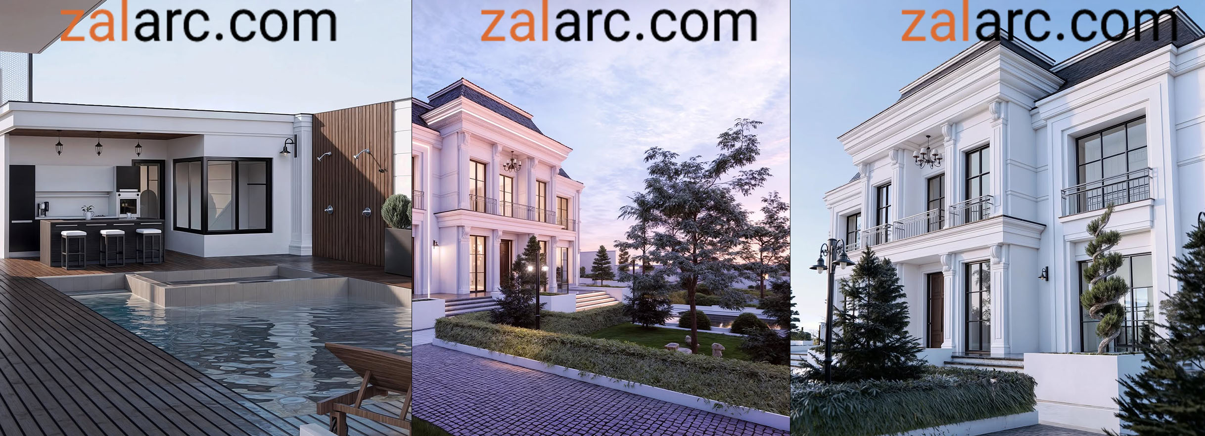 طراحی نمای ویلای نئوکلاسیک