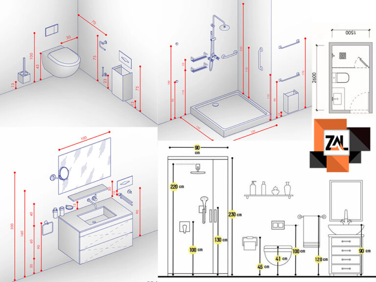 ابعاد استاندارد سرویس بهداشتی