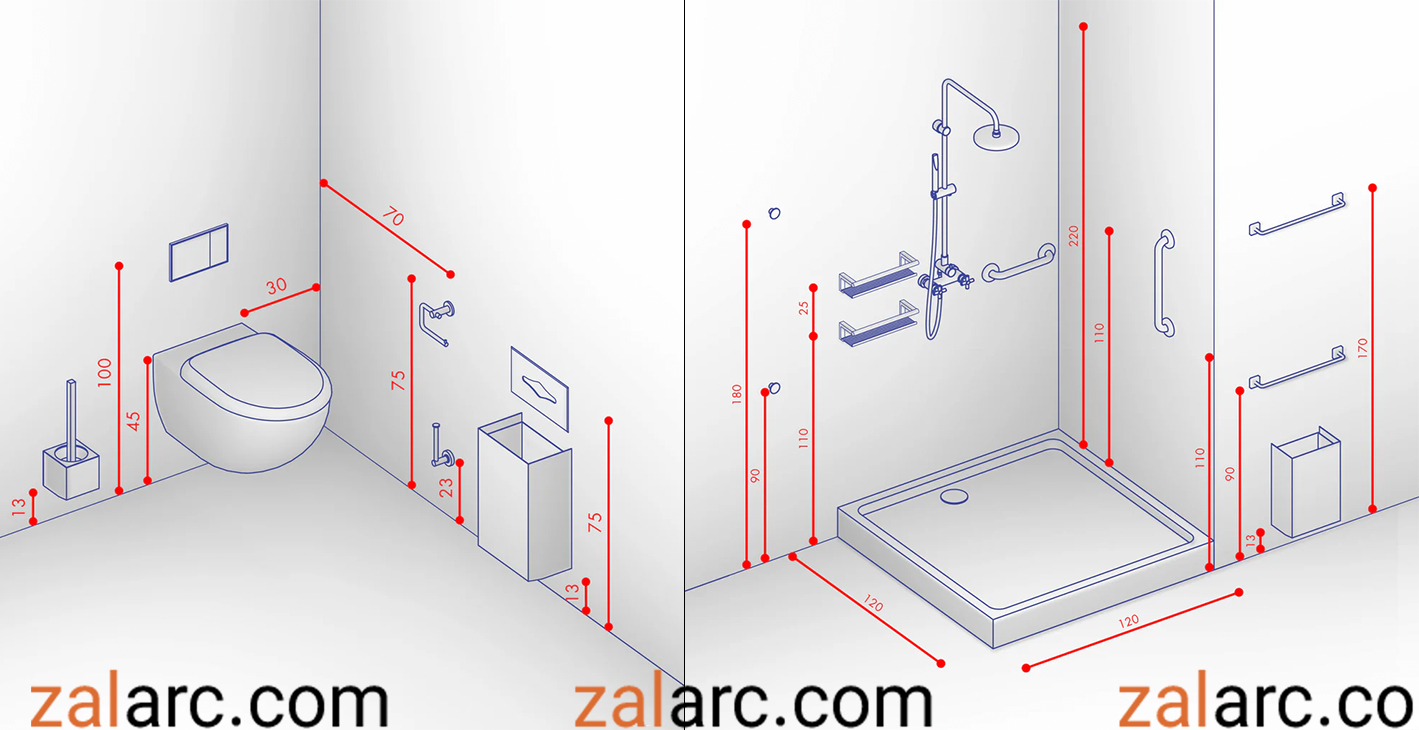 ابعاد اکسسوری سرویس بهداشتی