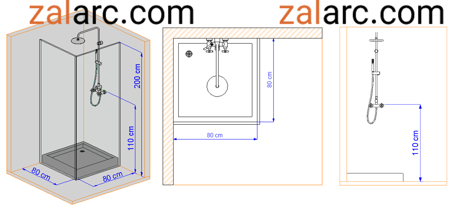اندازه کابین دوش