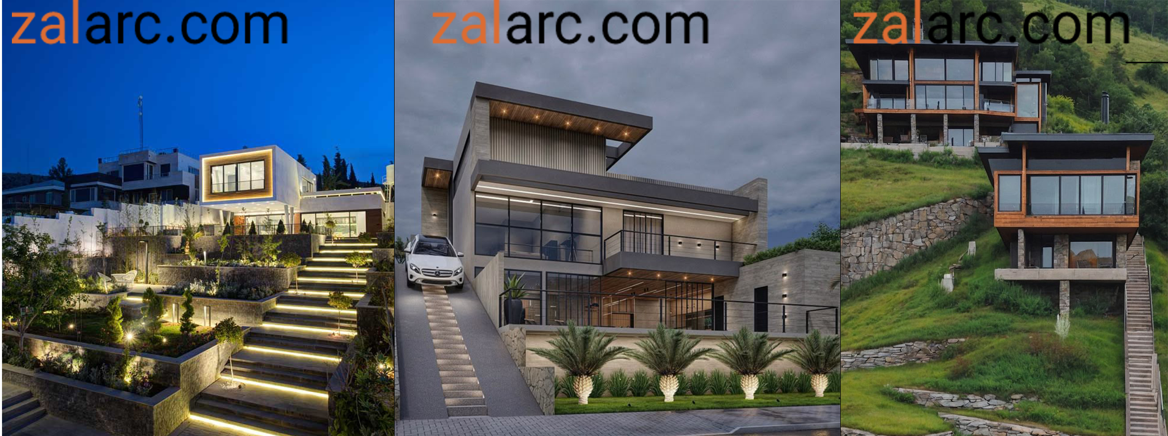 طراحی خانه ویلایی در زمین شیبدار