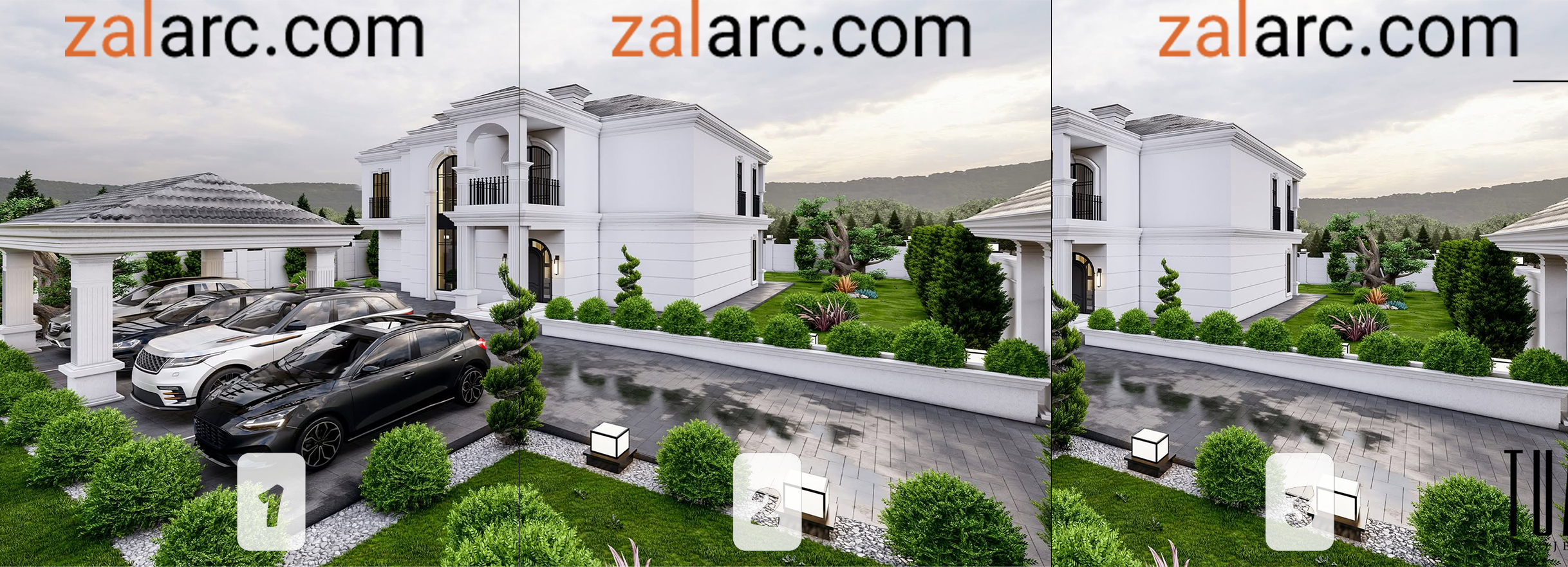 طراحی نما ویلا کلاسیک