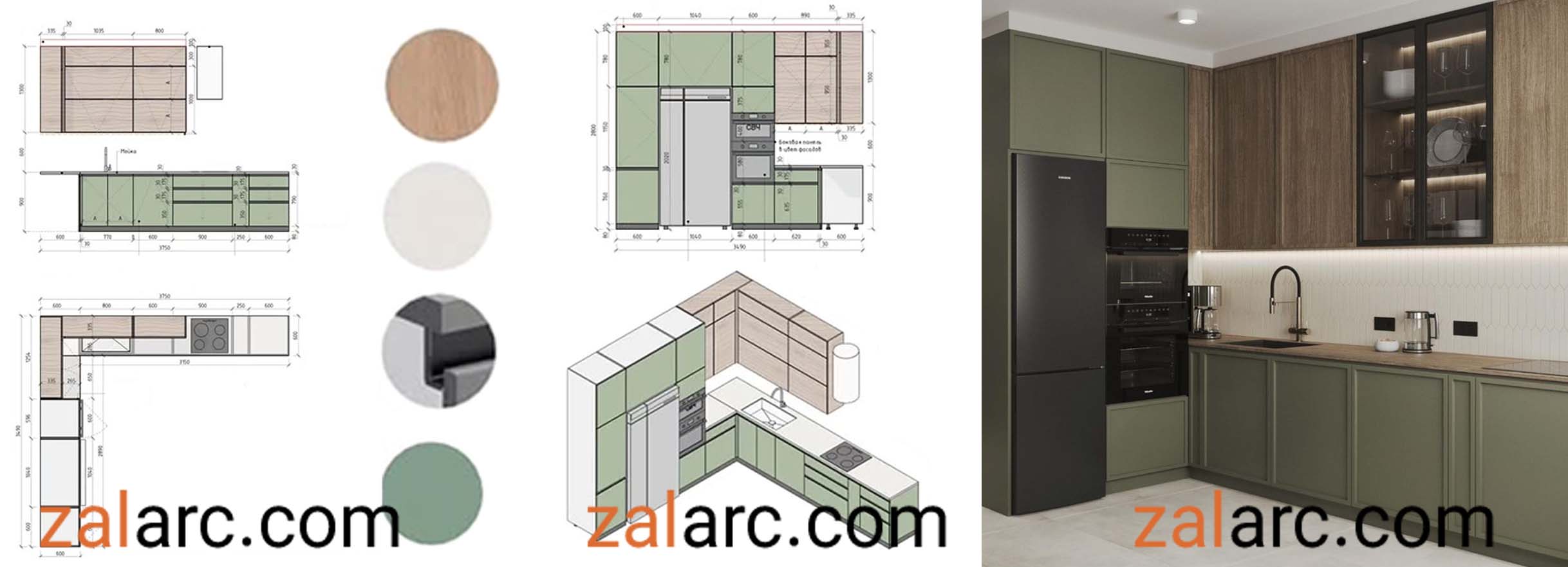 کابینت L شکل آشپزخانه