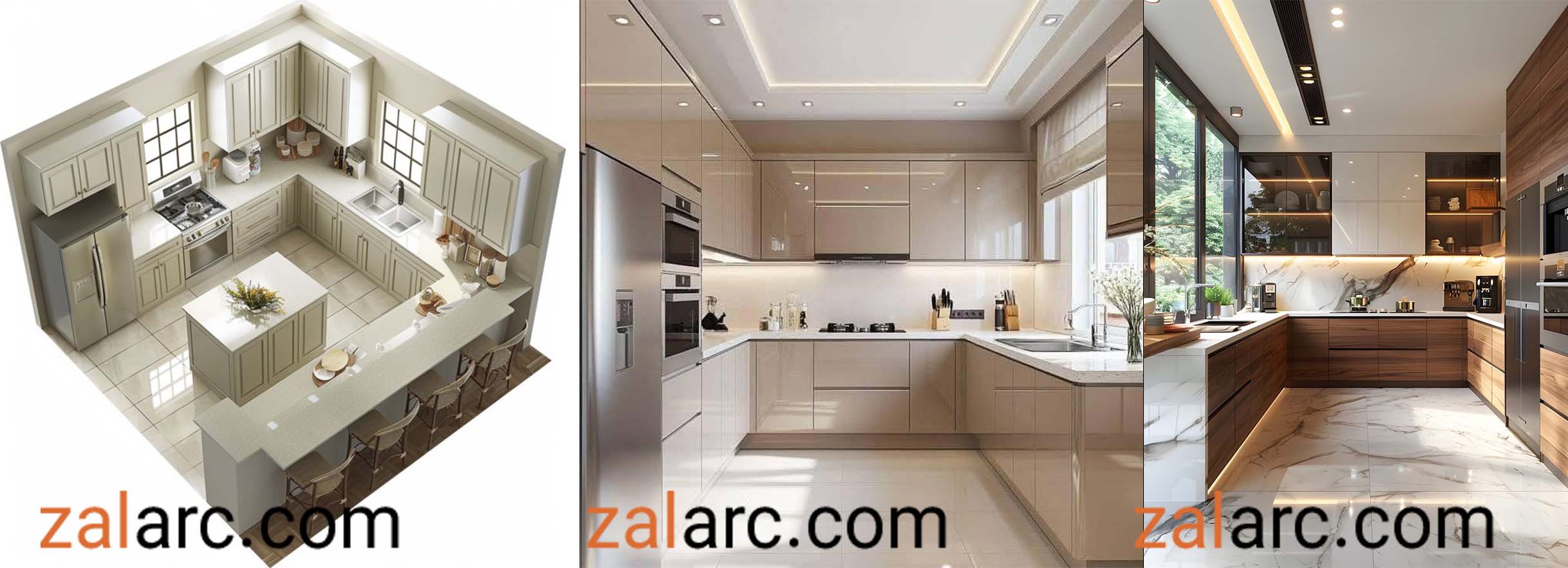 کابینت U شکل آشپزخانه